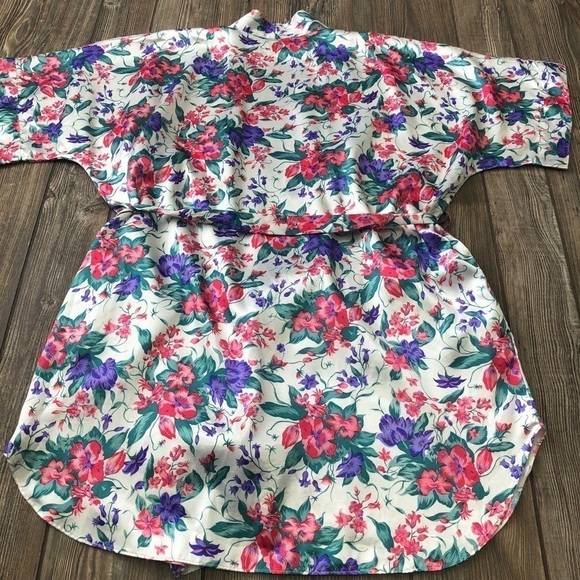 Vtg Sleep Solutions Floral Pattern Silky Robe - Picture 2 of 9